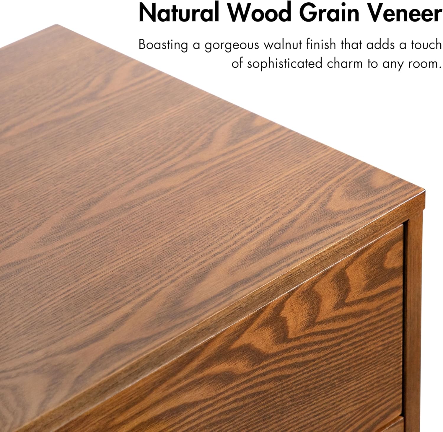 Furniture of America Wyatt Modern 2-Piece Solid Wood Bedroom Collection, Platform Frame with Upholstered Headboard and 2-Drawer Nightstand, No Box Spring Required for Home, Guest Room, Walnut, Full