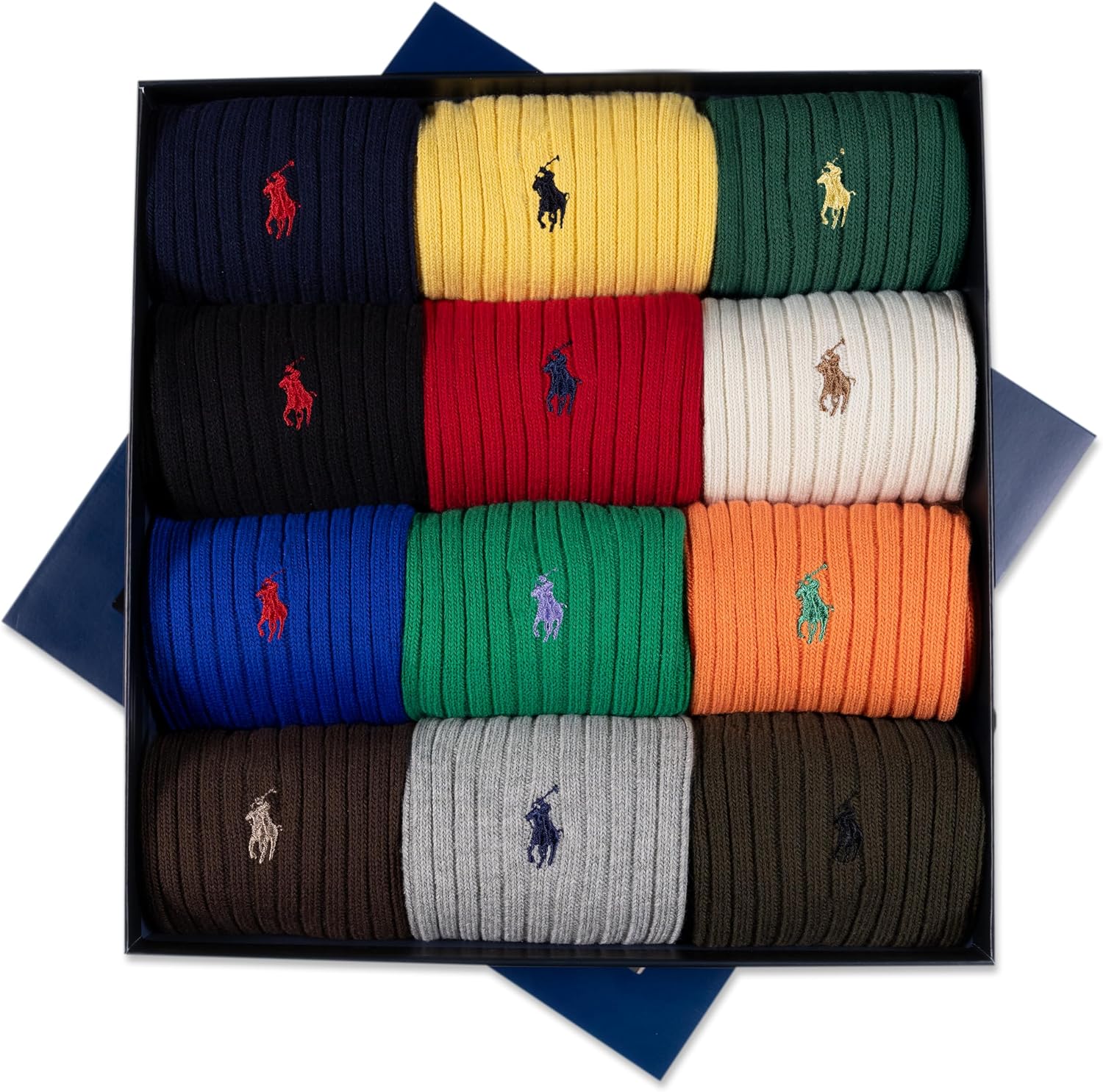 Polo Ralph Lauren Men's Cotton Ribbed Dress Crew Socks - 1 Pair Pack - Solid Color Cushioned Comfort