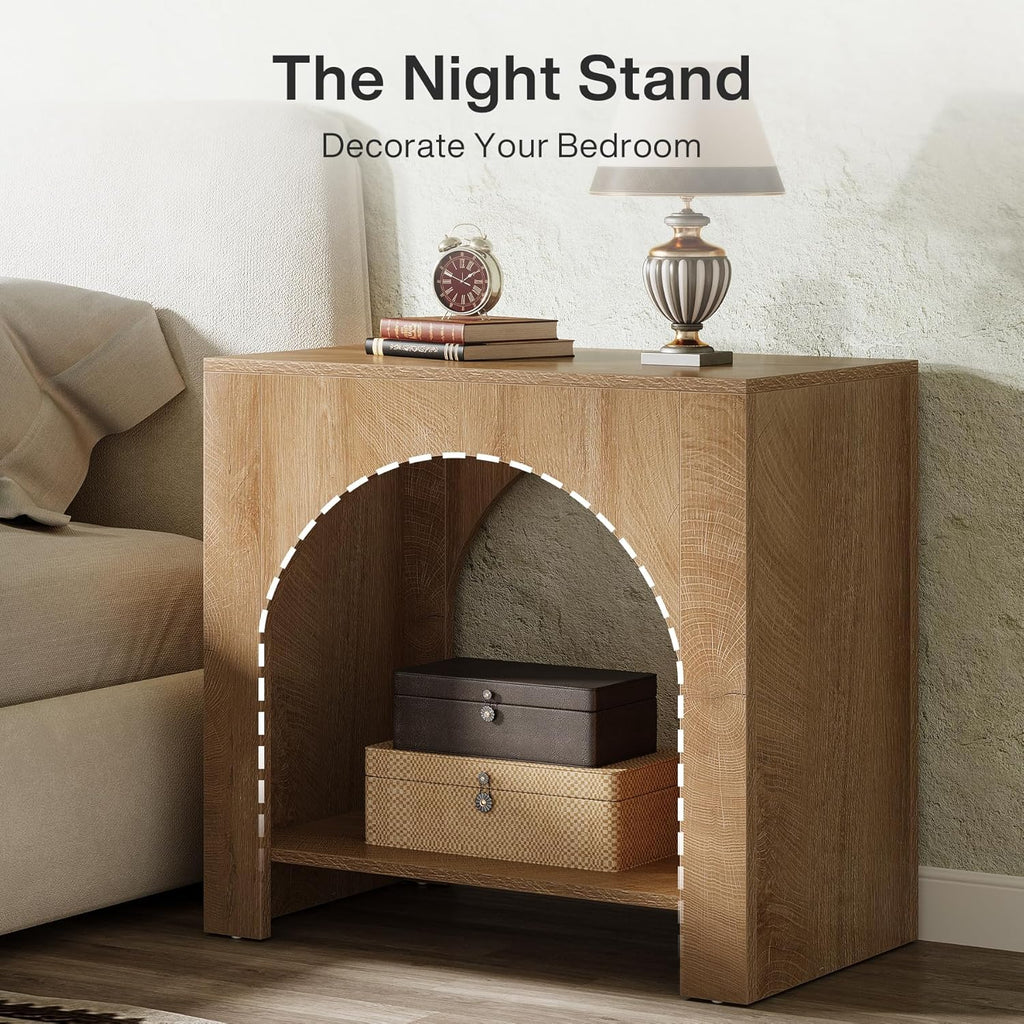 Tribesigns Nightstand Set of 2 with Storage, Large Bedside Table Set of 2 for Bedroom, Farmhouse Night Stand with Wooden Base, Wooden Side End Table for Bedoom, Accent Furniture, Easy Assembly