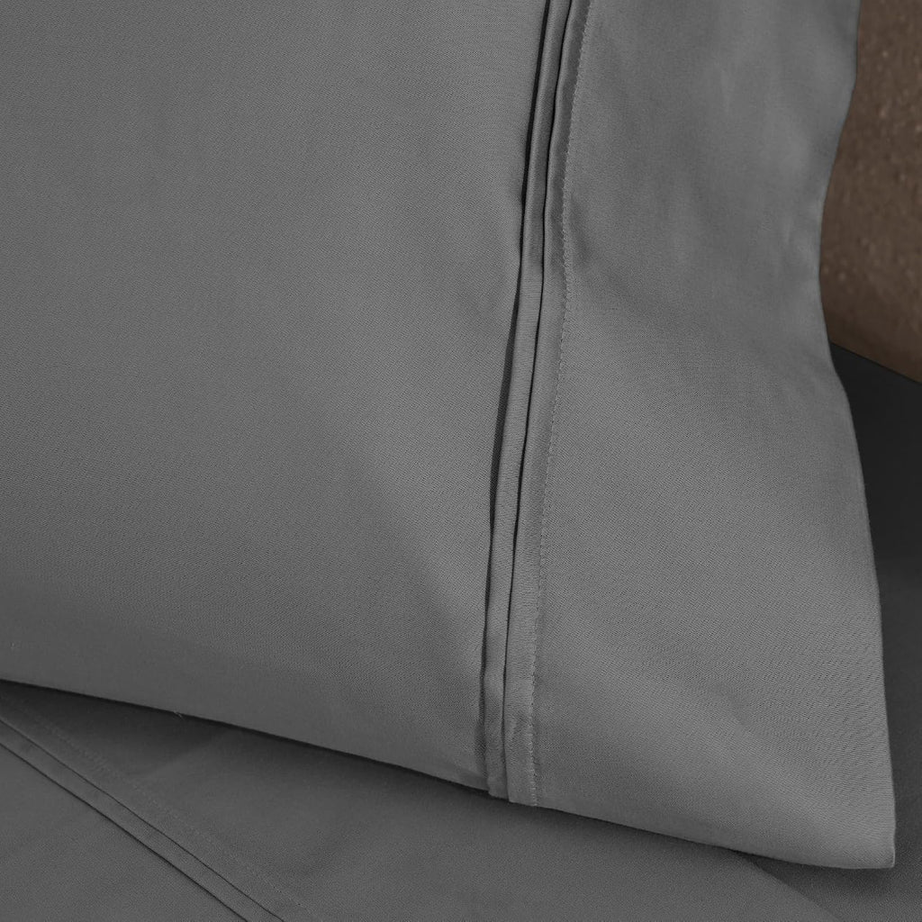 Superior 1200 Thread Count Egyptian Cotton Sheet Set, Bedroom Sheets, Modern Home Essentials, Luxury Bedding, 1 Elastic Deep Pocket Fitted Bed Sheet, 1 Flat Sheet, 2 Pillowcases, King, Charcoal