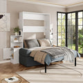 Full Wood Murphy Bed with Sofa,Shelves and Cabinets,Modern Foldable Wall Bed with Headboard,Couch and Armrest,for Home Office or Small Room,Space Saving,No Box Spring Needed,Gray