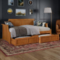 AFI, Cambridge Twin Size Wood Daybed Frame with 2 Storage Drawers, Light Toffee