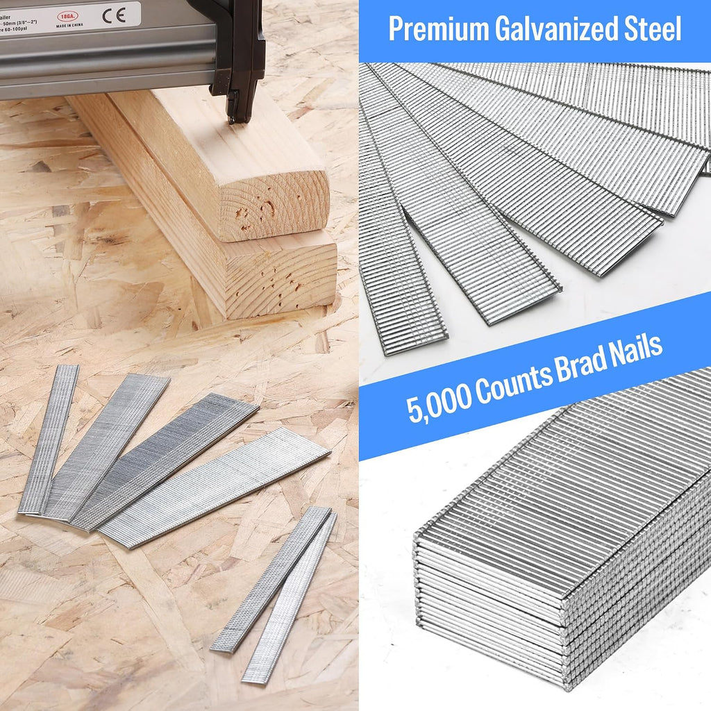 meite Brad Nails 1-3/8-Inch, 18 Gauge F35 Galvanized Brad Nail for Pneumatic, Electric 18GA Brad Nailer Gun (1 Case - 12 Boxes)