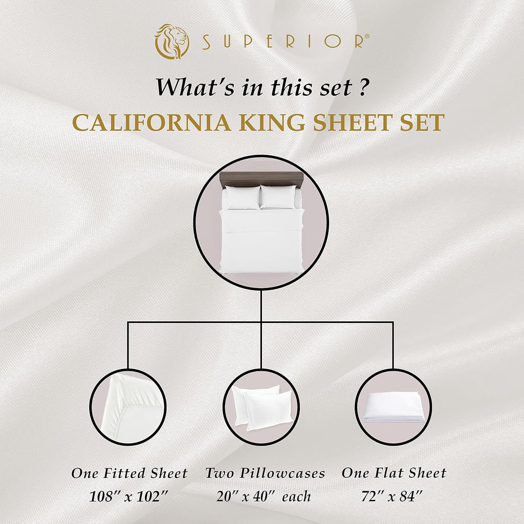 Superior Egyptian Cotton 4 Piece Sheet Set, 650 Thread Count, Eco-Friendly, Sustainable Sheets, Ultra-Soft Basics, Solid, Deep Pocket Fitted Sheet, Flat Sheet, Pillowcases, California King, Black