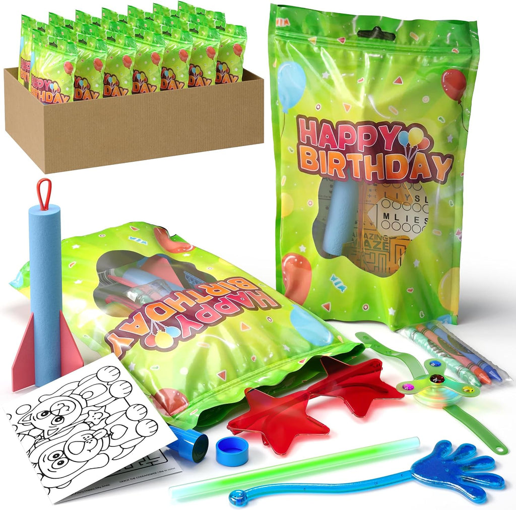 Crown Display Premade Goodie Bags for Kids Birthday Party Favor Bags 40 Happy Birthday Pre Filled Party Favors for Kids Bag Goodie Bag Stuffers Fidget Toys & Small Toys goodie bags for Boys & Girls