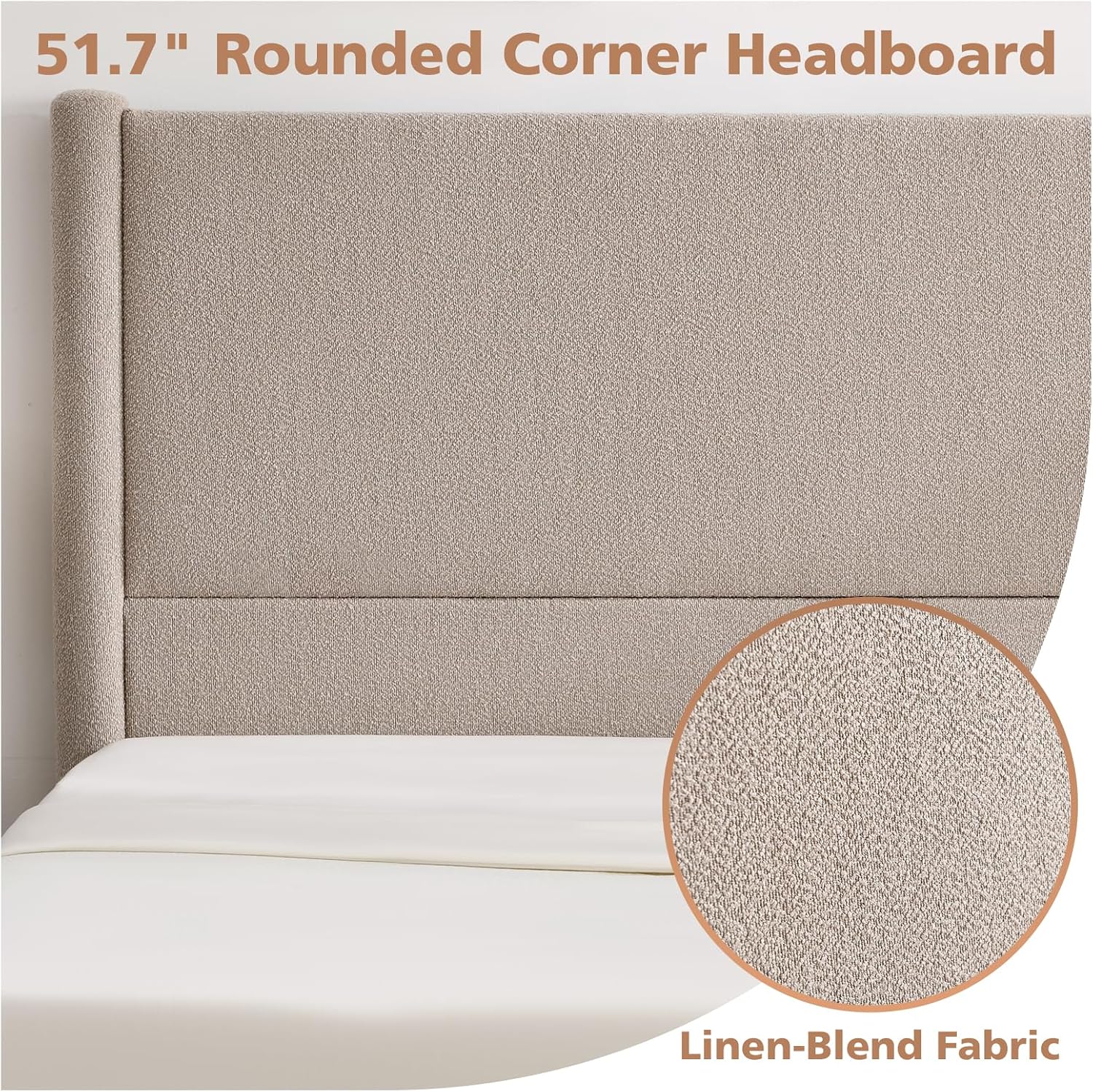 VELOCAVA Queen Size Upholstered Bed Frame with 51.77' Tall Headboard and Soft Rounded Corners, Side Storage Drawers, 12-Slat Support, No Box Spring Needed, Bouclé Texture, Beige