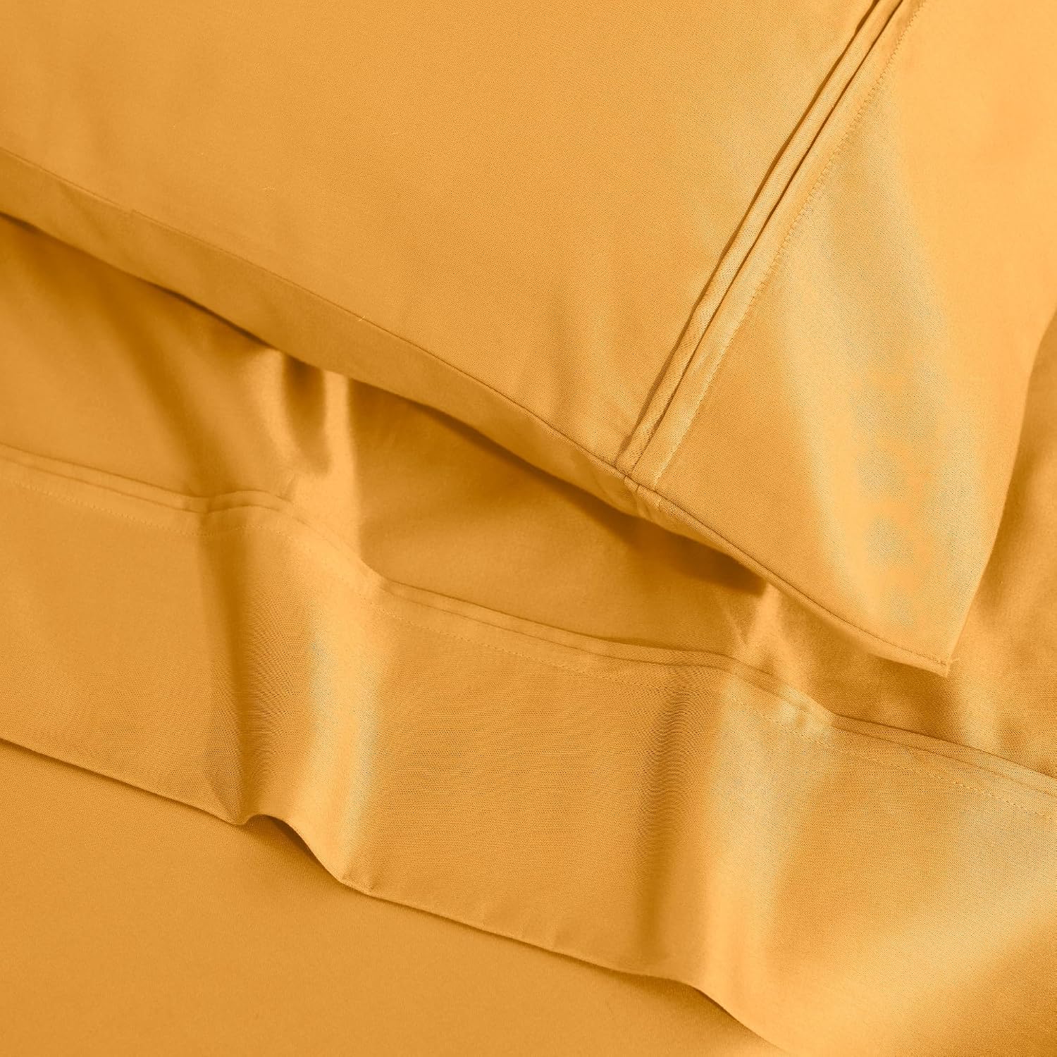 Superior 1200 Thread Count Egyptian Cotton Sheet Set, Bedroom Sheets, Modern Home Essentials, Luxury Bedding, 1 Elastic Deep Pocket Fitted Bed Sheet, 1 Flat Sheet, 2 Pillowcases, King, Dijon