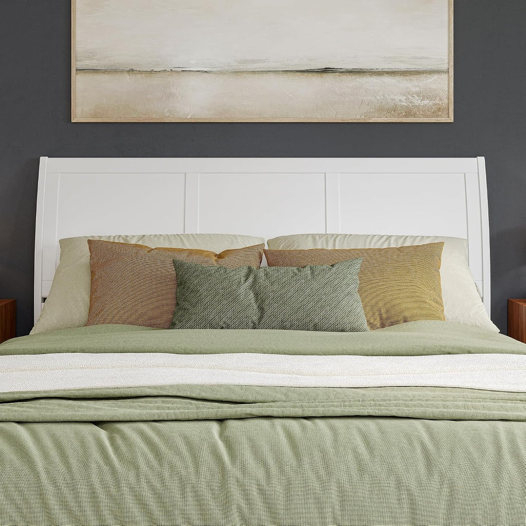 AFI, Portland King Sleigh Solid Wood Panel Headboard, White