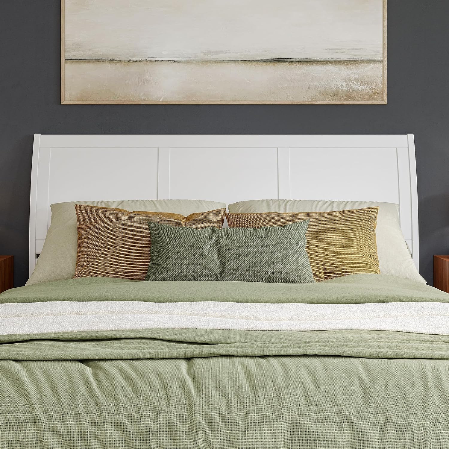 AFI, Portland King Sleigh Solid Wood Panel Headboard, White