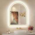 Arched LED Mirror for Bathroom 24'x30', Brushed Gold Lighted Bathroom Mirror with Lights, Fogless, Dimmable, Shatterproof, Touch Sensor, 3 Color Changing