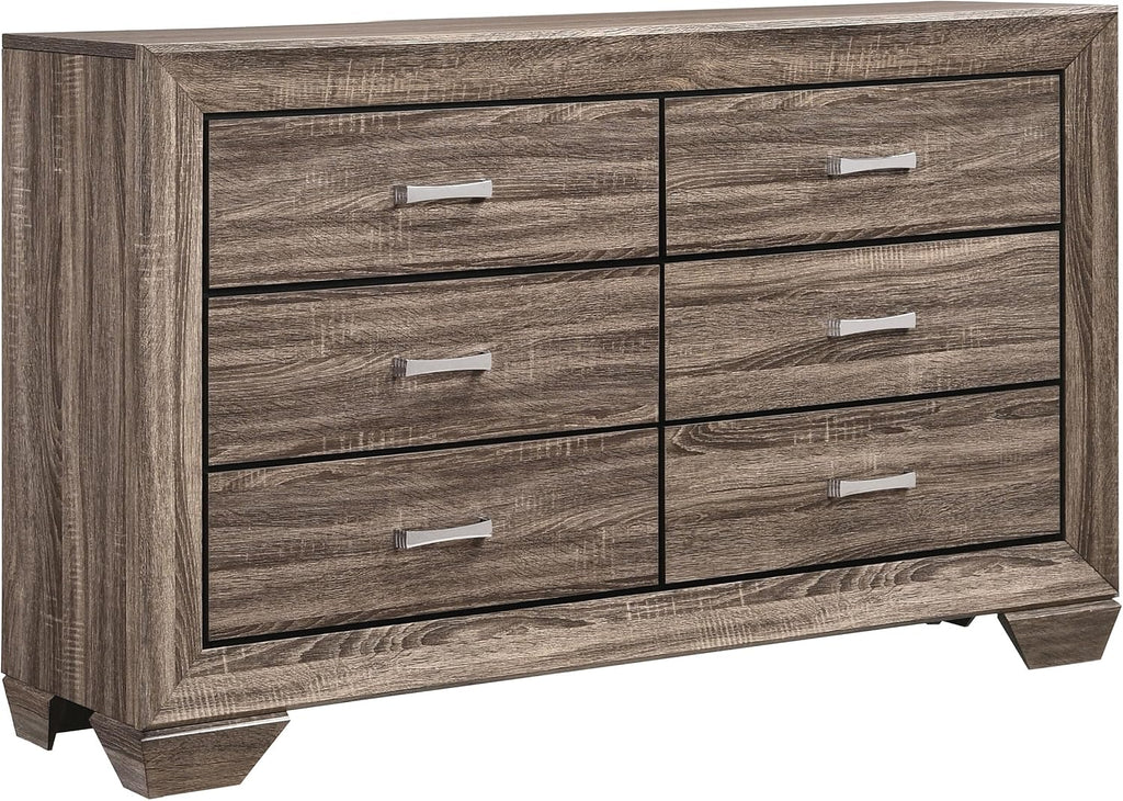 Coaster Home Furnishings Kauffman Transitional 4-Piece Bedroom Set Eastern King Size Panel Bed Frame 54-inch Headboard Washed Taupe 204191KE-S4