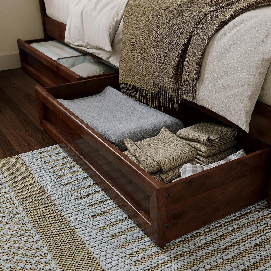 AFI, Mid-Century Modern Under Bed Storage Drawers, Queen/King/Twin XL, Walnut