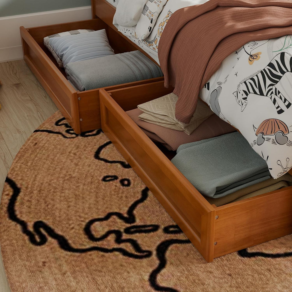 AFI, Mid-Century Modern Under Bed Storage Drawers, Twin/Full, Light Toffee