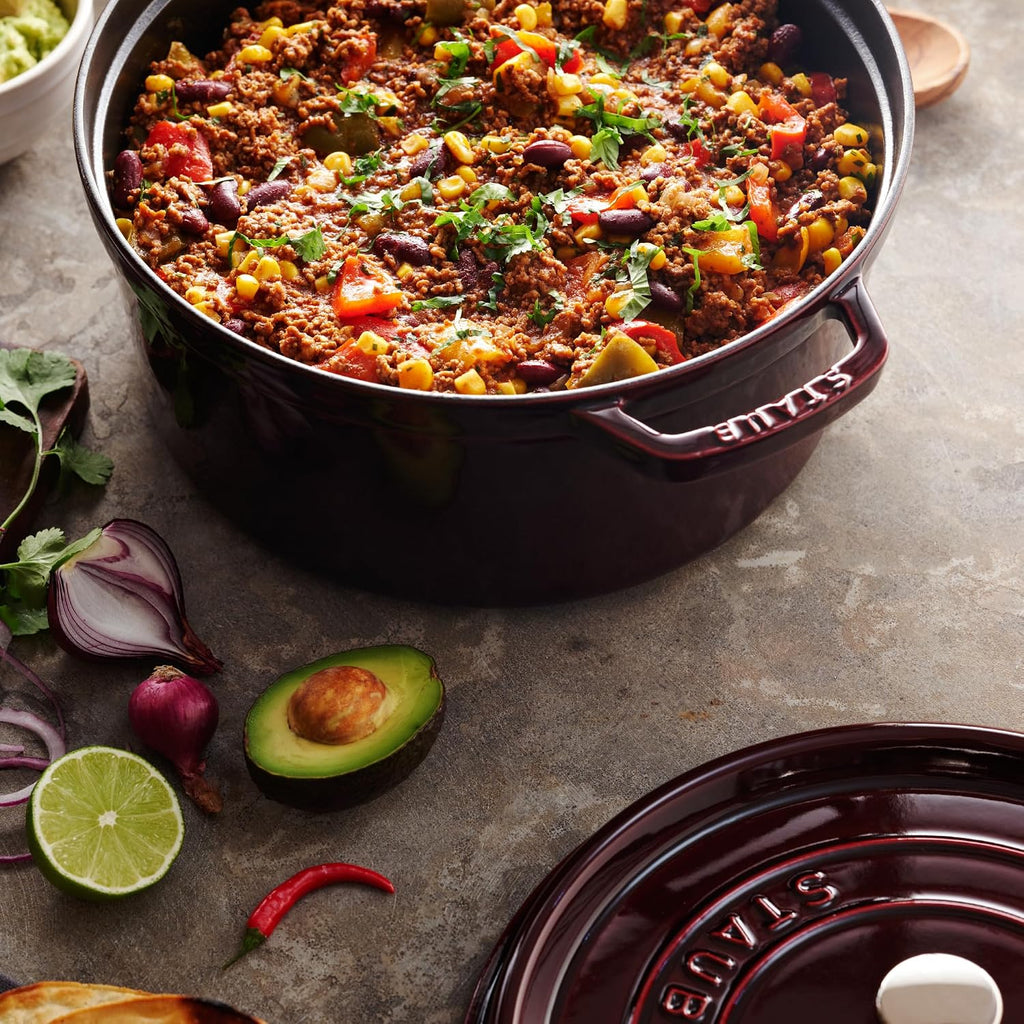 Staub Cast Iron 7-qt Round Cocotte - Grenadine