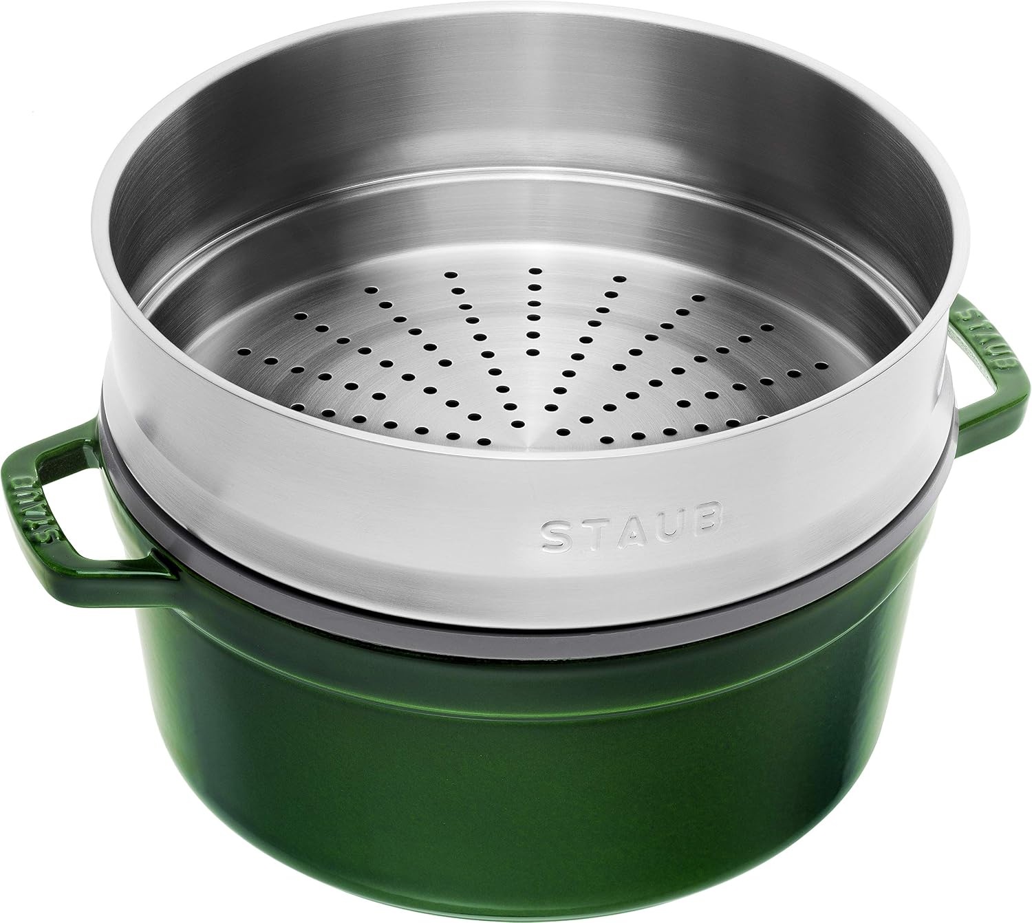 Staub 1133885 Round Casserole Pot with Basil Steamer 26 cm