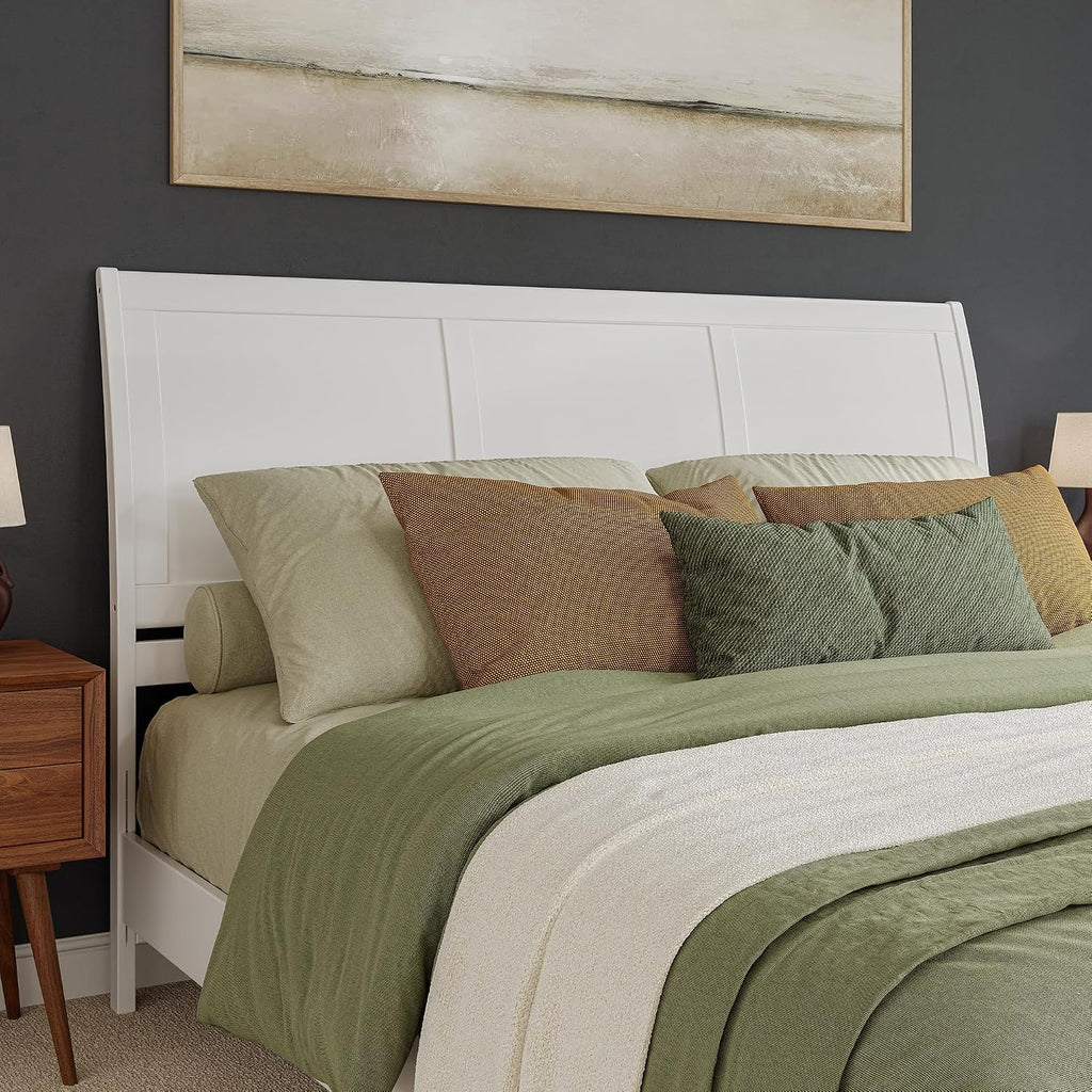 AFI, Portland King Sleigh Solid Wood Panel Headboard, White