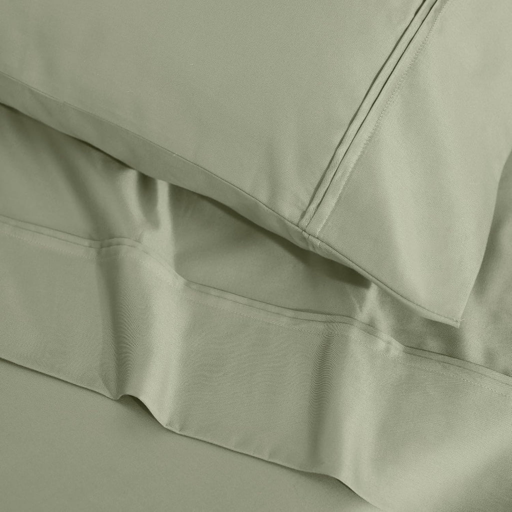 Superior 1200 Thread Count Egyptian Cotton Sheet Set, Bedroom Sheets, Modern Home Essentials, Luxury Bedding, 1 Elastic Deep Pocket Fitted Bed Sheet, 1 Flat Sheet, 2 Pillowcases, King, Sage