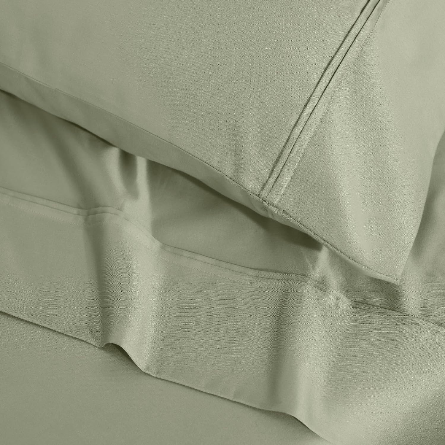 Superior 1200 Thread Count Egyptian Cotton Sheet Set, Bedroom Sheets, Modern Home Essentials, Luxury Bedding, 1 Elastic Deep Pocket Fitted Bed Sheet, 1 Flat Sheet, 2 Pillowcases, King, Sage