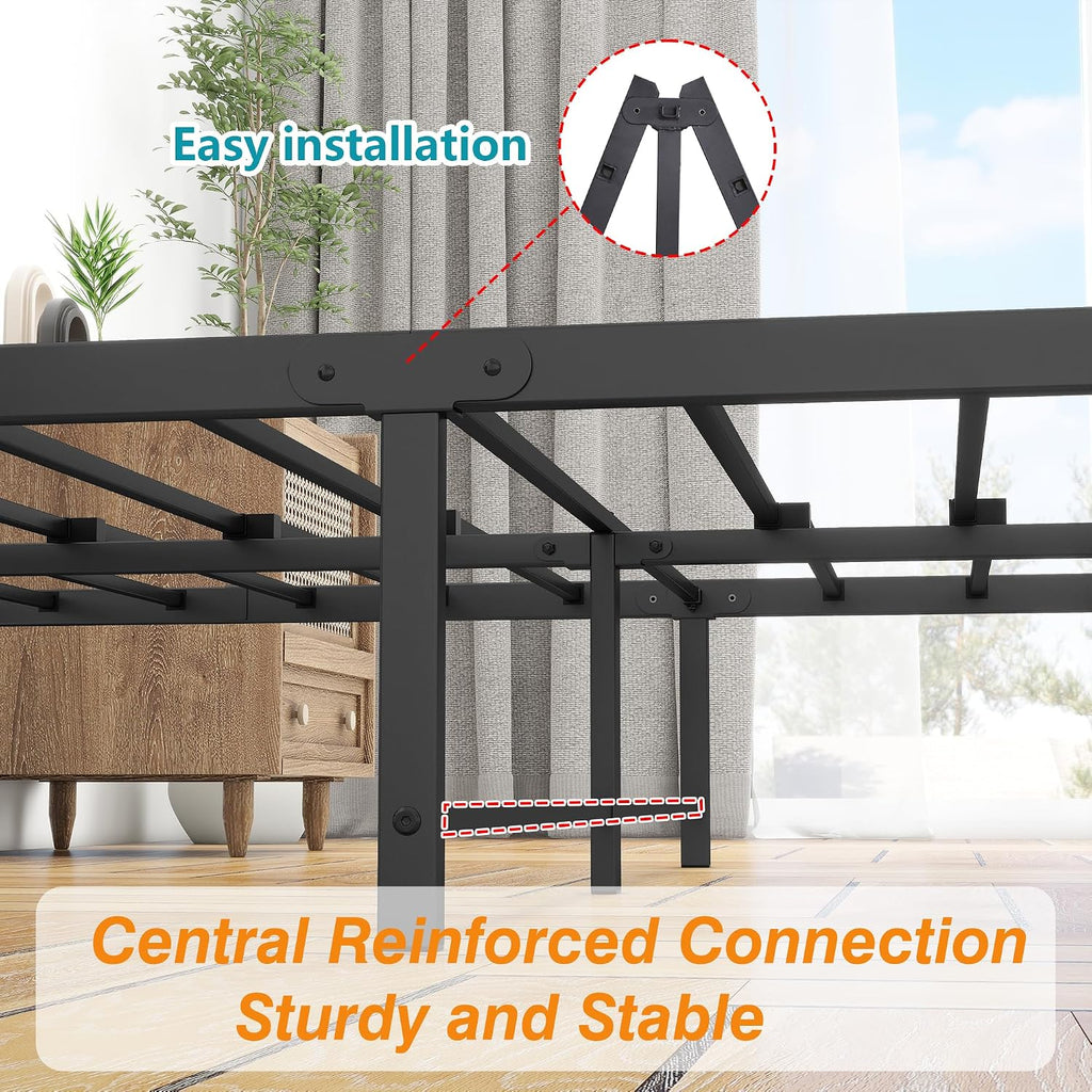 DUMEE Metal Full Size Bed Frame Platform with Vintage Headboard and Footboard Sturdy Premium Steel Slat Support No Box Spring Needed, Textured Black
