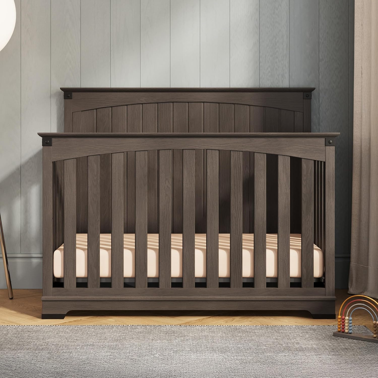 Child Craft Redmond Full Panel Crib, Dresser and Chest Nursery Set, 3-Piece, Includes 4-in-1 Convertible Crib, Dresser and Chest, Grows with Your Baby (Dapper Gray)