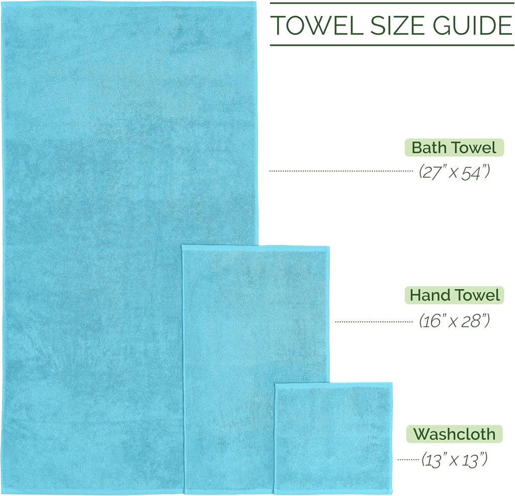 Elegant Comfort 100% Turkish Cotton Corduroy Ribbed Luxury Bath Towels 6-Piece Set, Premium - Quick Dry, Highly Absorbent, Contains 2 Bath, Hand, Washcloths, Aqua (Pack of 4)