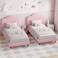 LIKIMIO Twin Size Bed Frame Sef of 2, Upholstered Twin Platform Bed with Headboard Lamb Velvet Twin Beds, No Box Spring Needed with 800LBS Sturdy Wooden Slats Support, Noise Free, Easy Assembly, Pink