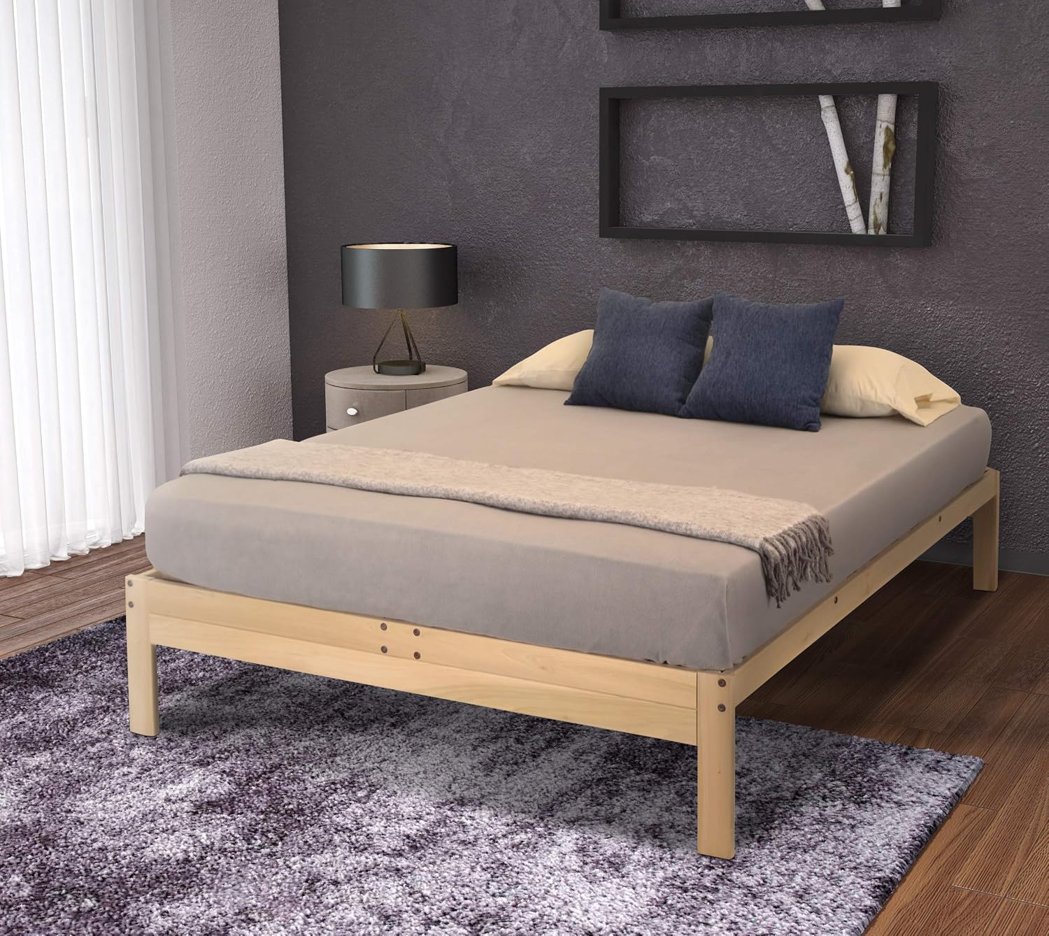KD Frames Nomad Platform Bed - Cal King - Unfinished Natural Hardwood - Minimalist Swedish Design - Easy Assembly, No Box Spring Needed - Solid Wood Rectangular Bed Frame