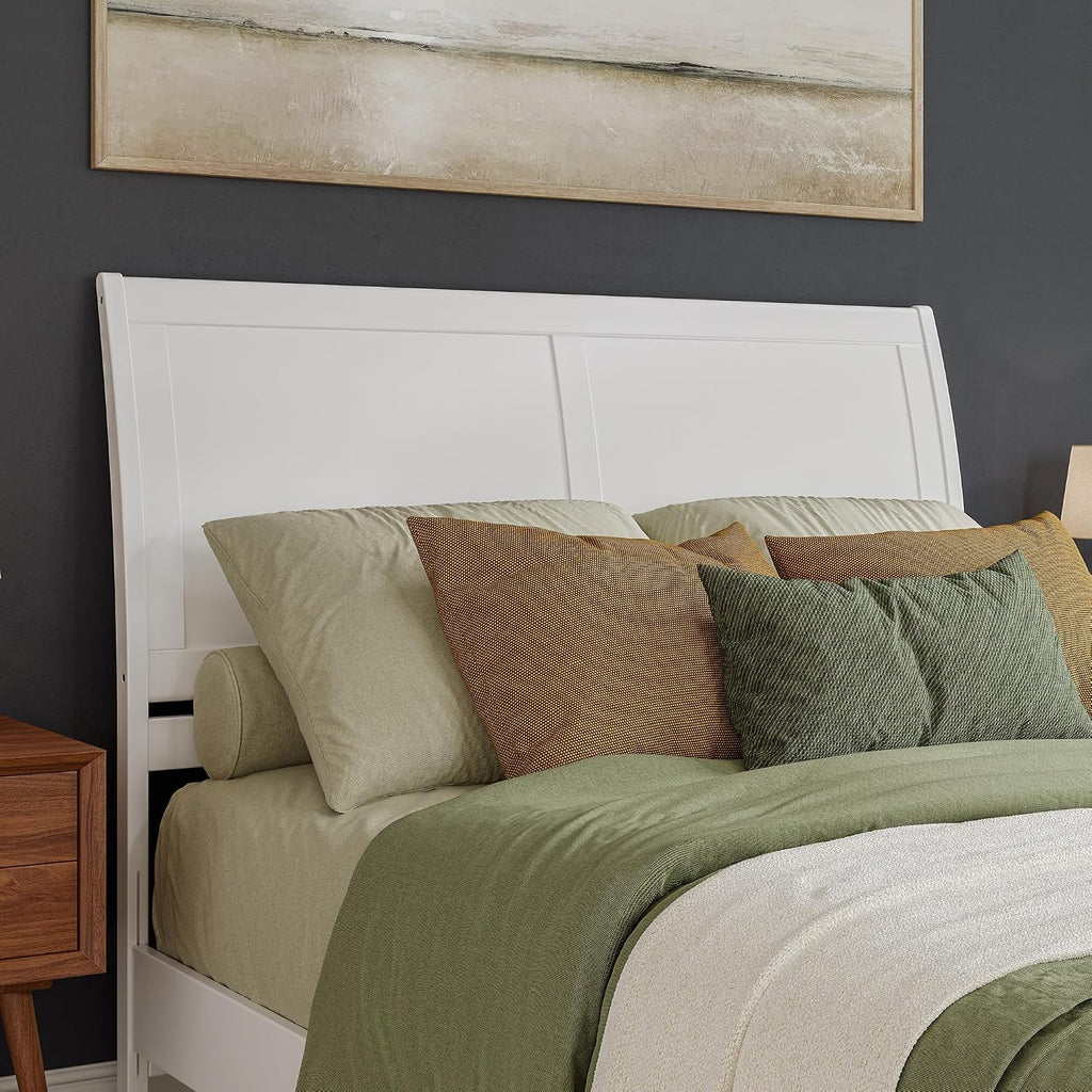 AFI, Portland Queen Sleigh Solid Wood Panel Headboard, White