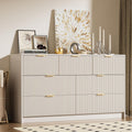 Furniway Beige Dresser for Bedroom, Modern Dresser with 7 Drawers and Smooth Slides, Wide Chest of Drawers with Golden Handles for Bedroom, Living Room, Closet, 15.7' D x 55.1' W x 31.4' H