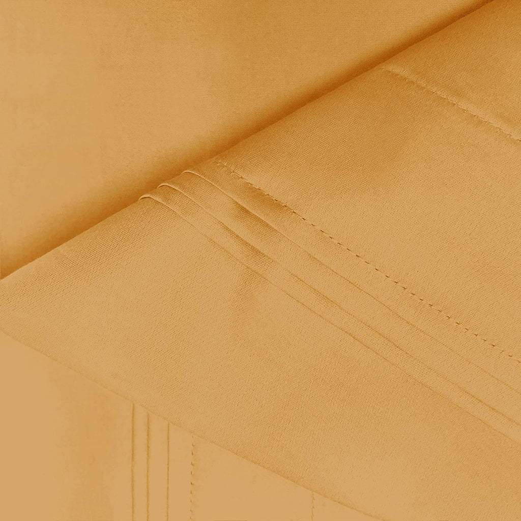 Superior Egyptian Cotton 5 Piece Sheet Set, 650 Thread Count, Eco-Friendly, Sustainable Sheets, Ultra-Soft Basics, Solid, Deep Pocket Fitted Sheets, Flat Sheet, Pillowcases, Split King, Gold