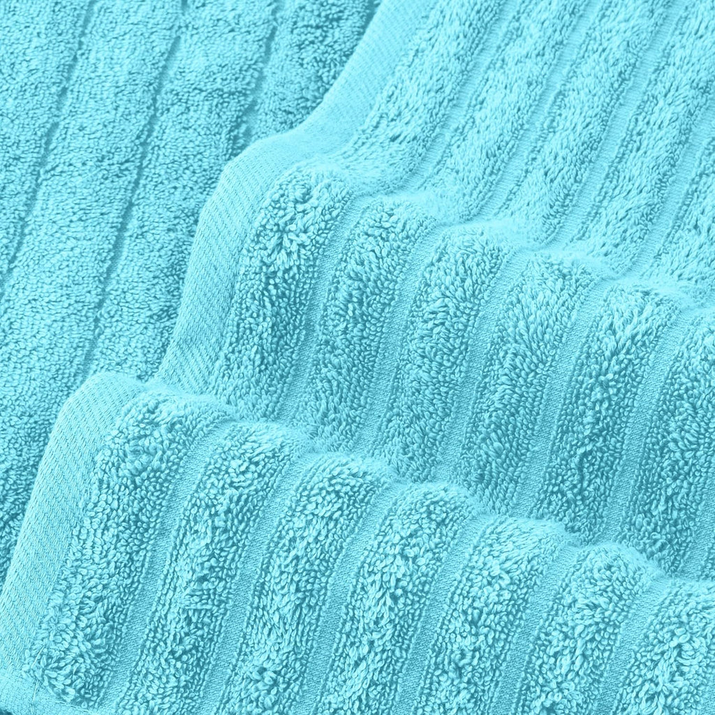 Elegant Comfort 100% Turkish Cotton Corduroy Ribbed Luxury Bath Towels 6-Piece Set, Premium - Quick Dry, Highly Absorbent, Contains 2 Bath, Hand, Washcloths, Aqua (Pack of 4)