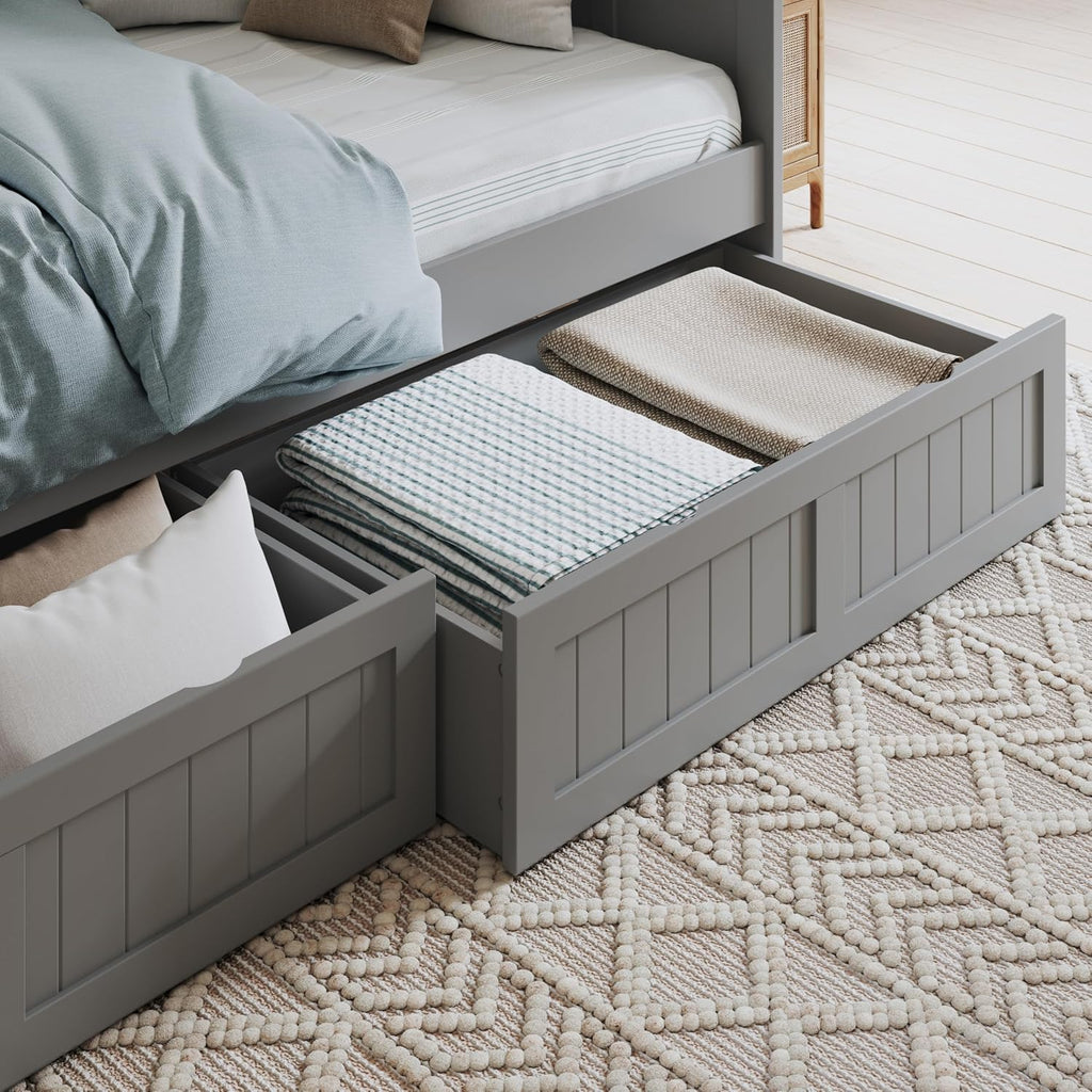 AFI, Nantucket Twin Size Wood Daybed Frame with 2 Storage Drawers, Grey
