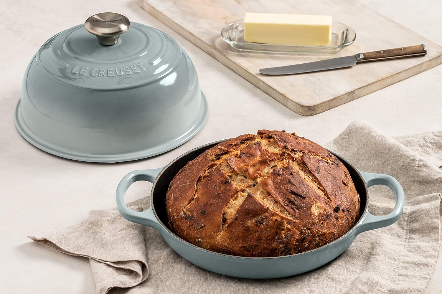 Le Creuset Enameled Cast Iron Signature Round Bread Oven, 9.5 inch, Sea Salt