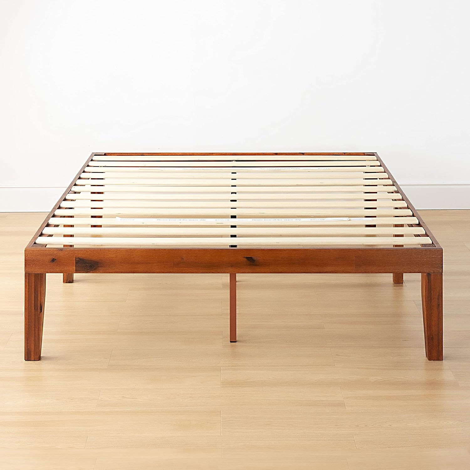 Mellow Naturalista Classic 16 Inch Solid Wood Platform Bed with Wooden Slats, Cherry, King