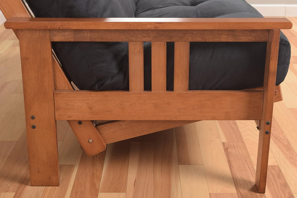 Kodiak Furniture Monterey Futon Set, No Drawers, with Barbados Base and Suede Black Mattress