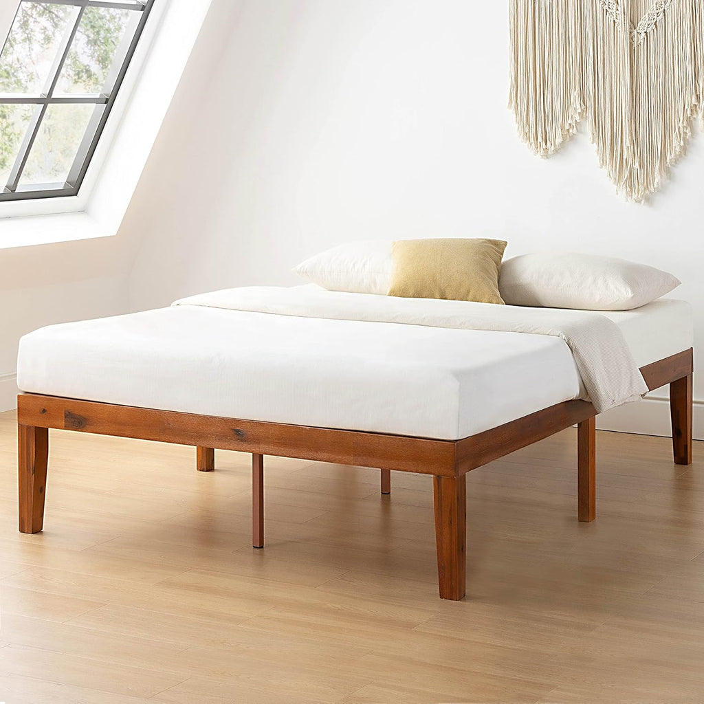 Mellow Naturalista Classic 16 Inch Solid Wood Platform Bed with Wooden Slats, Cherry, King