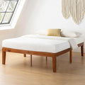 Mellow Naturalista Classic 16 Inch Solid Wood Platform Bed with Wooden Slats, Cherry, King