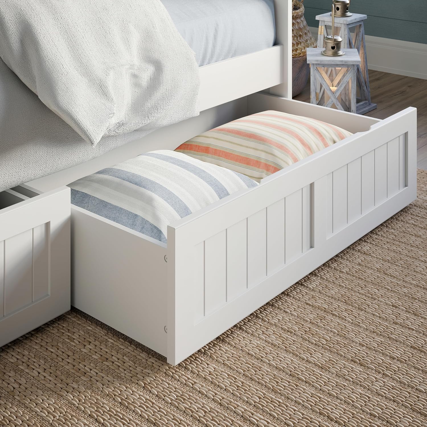 AFI, Nantucket Twin Size Wood Daybed Frame with 2 Storage Drawers, White