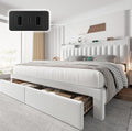 CypBed King Size Bed Frame with 4 Storage Drawers,Velvet Upholstered Platform King Bed Frame and Headboard, 3 USB & Type-C Charging Ports, Solid Wood Slats, No Box Spring Needed, No-Noise, White,Gifts