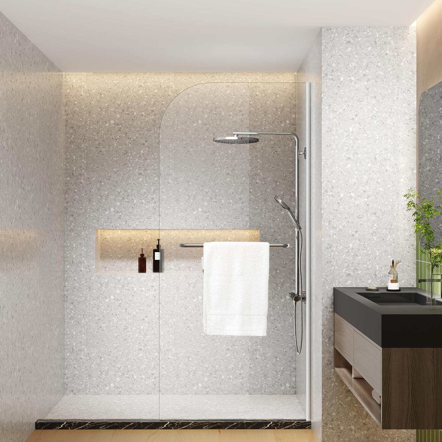 Dimaris Frameless Shower Door, 30W x 76H inches, 5/16 inch Clear Tempered Glass Panel, Chrome, Shower Screen, Walk in Shower, Nano Coating