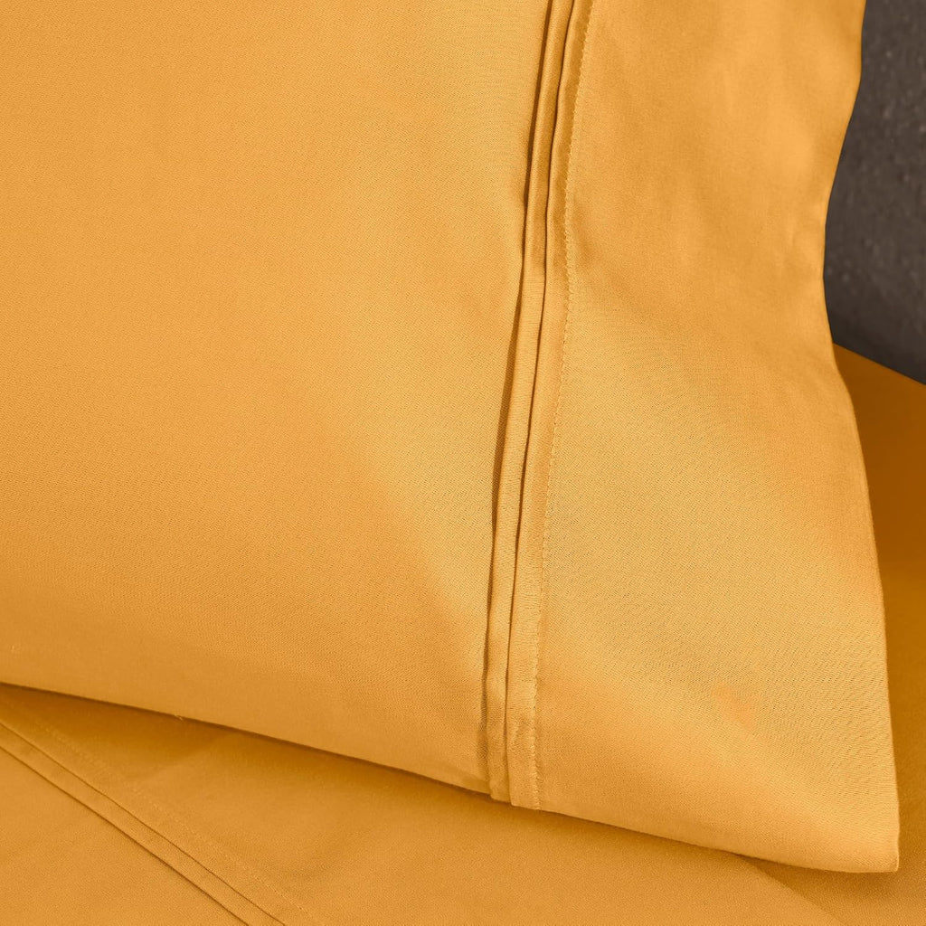 Superior 1200 Thread Count Egyptian Cotton Sheet Set, Bedroom Sheets, Modern Home Essentials, Luxury Bedding, 1 Elastic Deep Pocket Fitted Bed Sheet, 1 Flat Sheet, 2 Pillowcases, King, Dijon