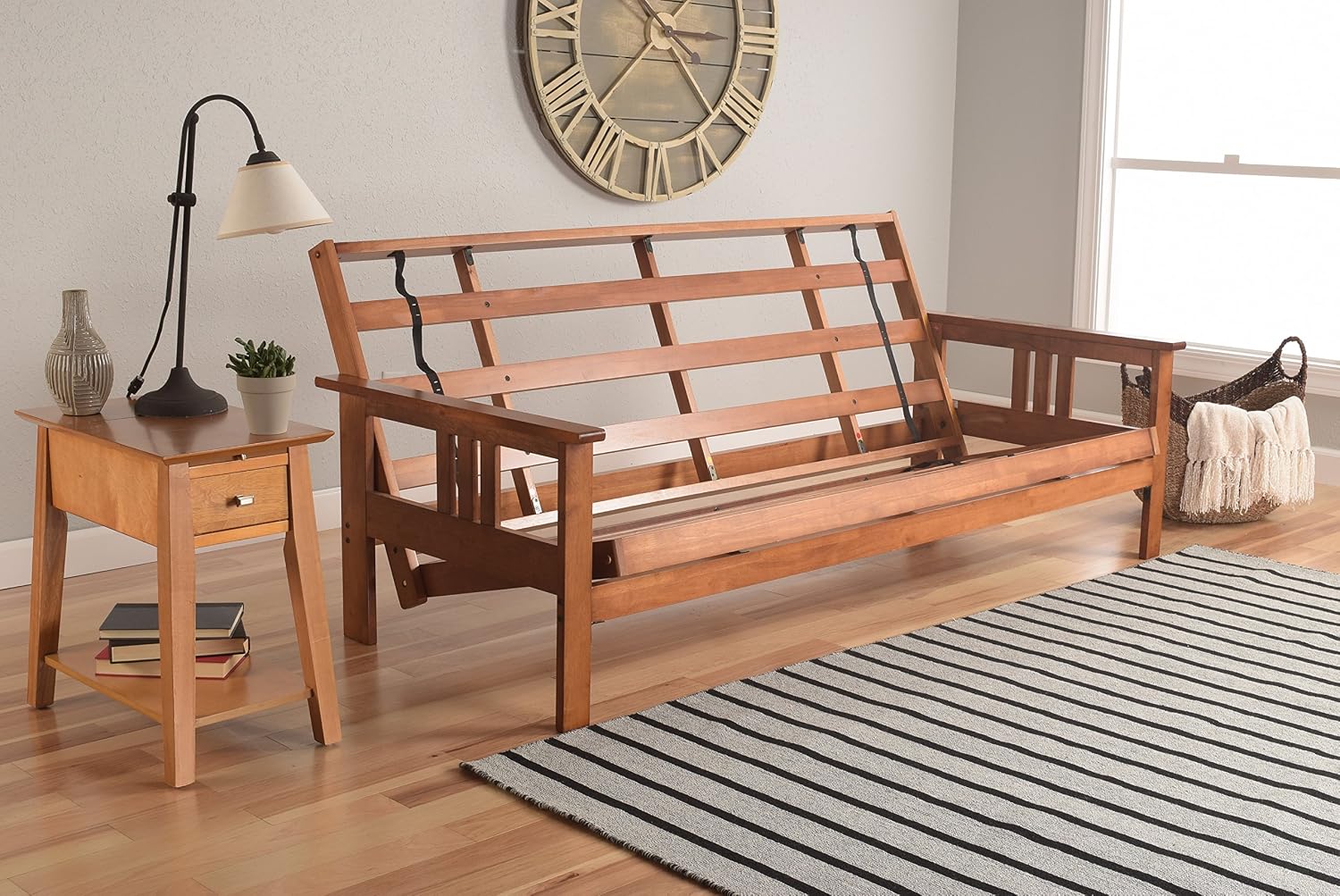 Kodiak Furniture Monterey Futon Set, No Drawers, with Barbados Base and Suede Black Mattress