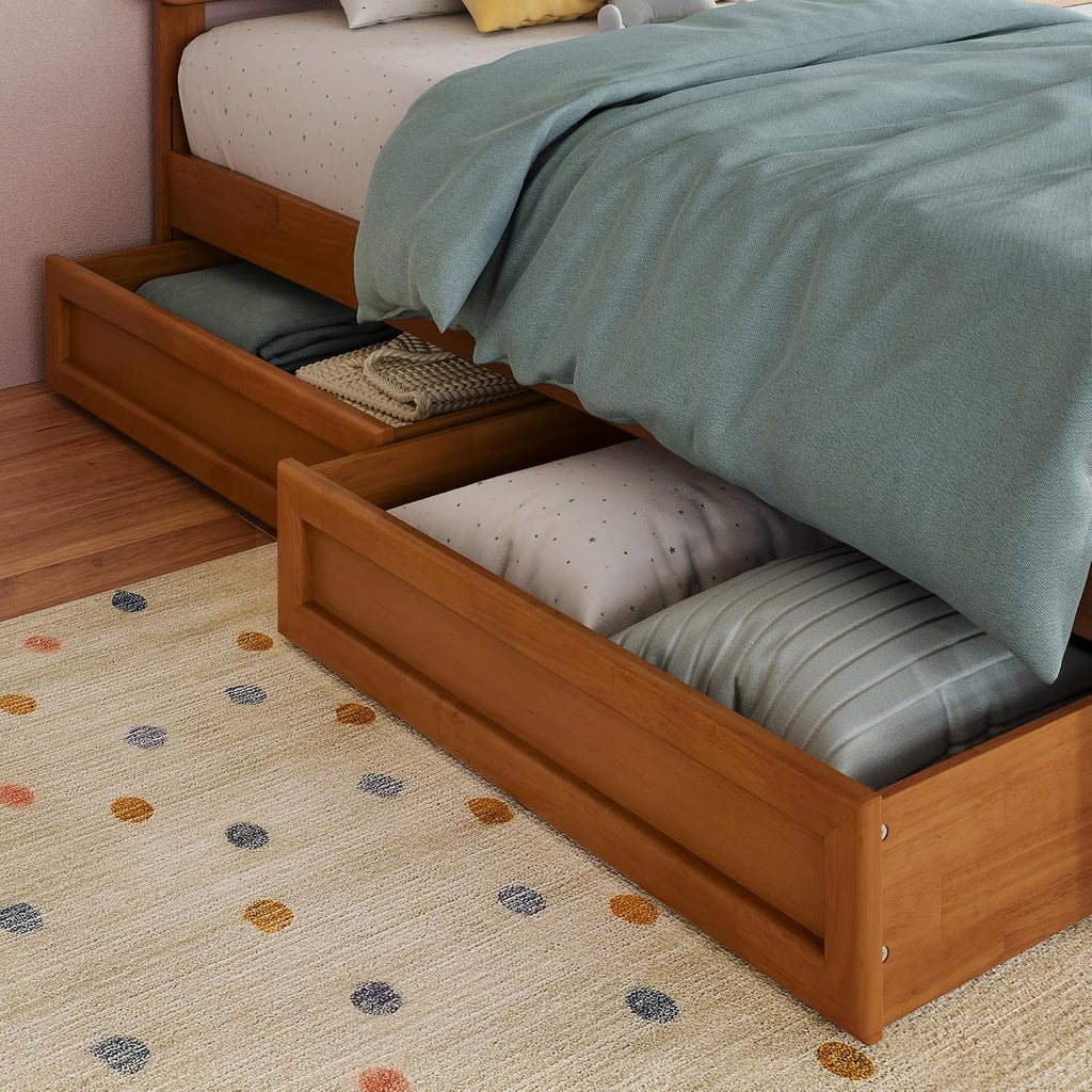 AFI, Mid-Century Modern Under Bed Storage Drawers, Twin/Full, Light Toffee