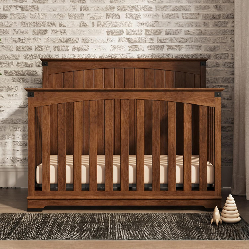 Child Craft Redmond Full Panel Crib, Dresser and Chest Nursery Set, 3-Piece, Includes 4-in-1 Convertible Crib, Dresser and Chest, Grows with Your Baby (Coach Cherry)