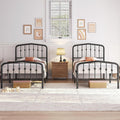 Yaheetech 2pcs Twin Bed Frames Metal Platform Bed with Victorian Style Iron Headboard and Footboard/Easy Assembly/No Box Spring Needed/Matte Black Twin Bed