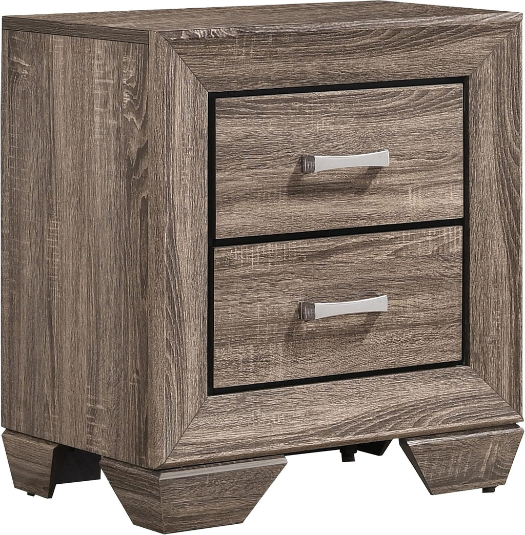 Coaster Home Furnishings Kauffman Transitional 4-Piece Bedroom Set Queen Size Panel Bed Frame 54-inch Headboard Washed Taupe 204191Q-S4