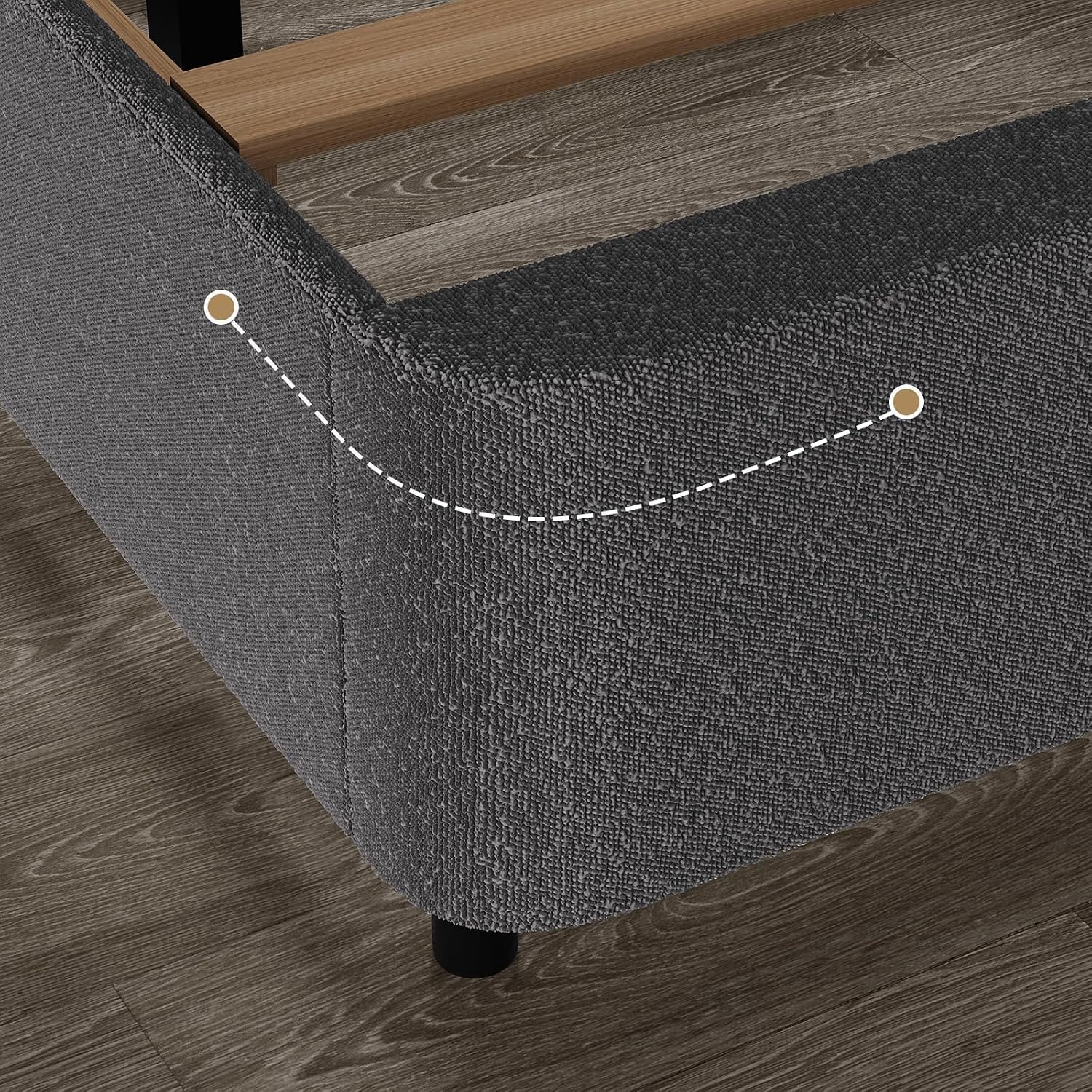 HOMBCK Twin Bed Frames, Upholstered Twin Bed Frame with Rounded Headboard, Soft Modern Twin Size Boucle Bed Frame with Thickened Footboard, Rounded Corners, No Box Spring Needed, Easy Assembly, Grey
