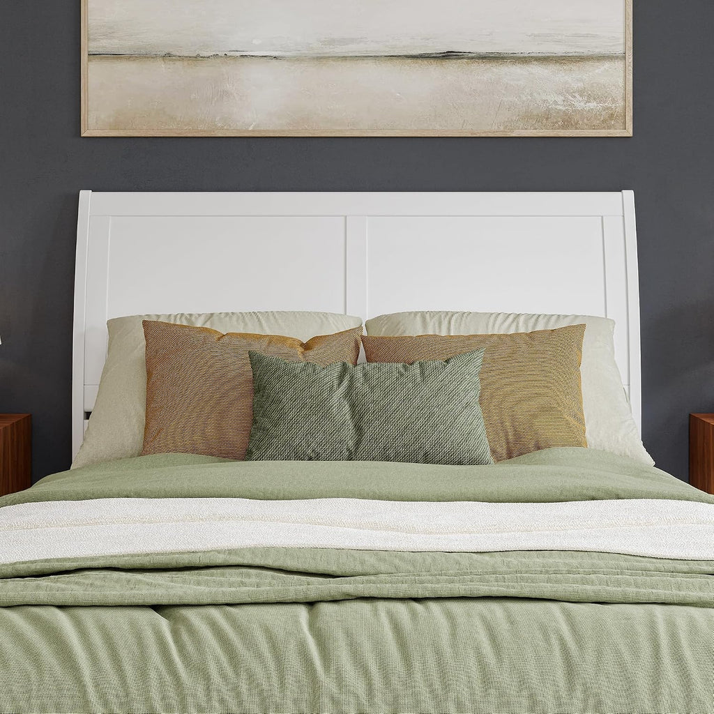 AFI, Portland Queen Sleigh Solid Wood Panel Headboard, White