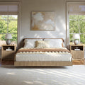 Evermagin Bedroom Furniture Set-Bed with 2 Nightstands, Mid Century Modern Bedroom Set, Floating Bed Frame Led Lights, Fluted Floating Room Furnitures, 3-Piece Room Set (Nbh, King)