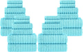 Elegant Comfort 100% Turkish Cotton Corduroy Ribbed Luxury Bath Towels 6-Piece Set, Premium - Quick Dry, Highly Absorbent, Contains 2 Bath, Hand, Washcloths, Aqua (Pack of 4)